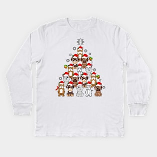 Wesite Christmas Tree Dog Kids Long Sleeve T-Shirt